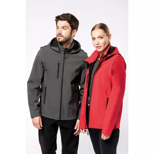 Uniszex kabát Kariban KA422 3-Layer Softshell Hooded Jacket With Removable Sleeves -XS