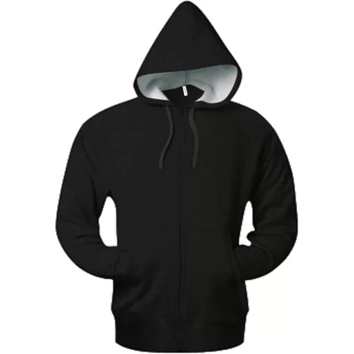 Uniszex kapucnis pulóver Kariban KA444 Full Zip Hooded Sweatshirt -XS, Black