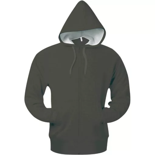 Uniszex kapucnis pulóver Kariban KA444 Full Zip Hooded Sweatshirt -S, Dark Khaki