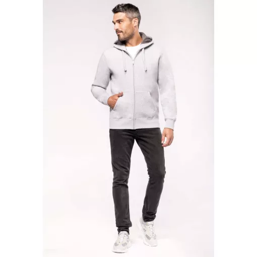 Uniszex kapucnis pulóver Kariban KA444 Full Zip Hooded Sweatshirt -S, Oxford Grey