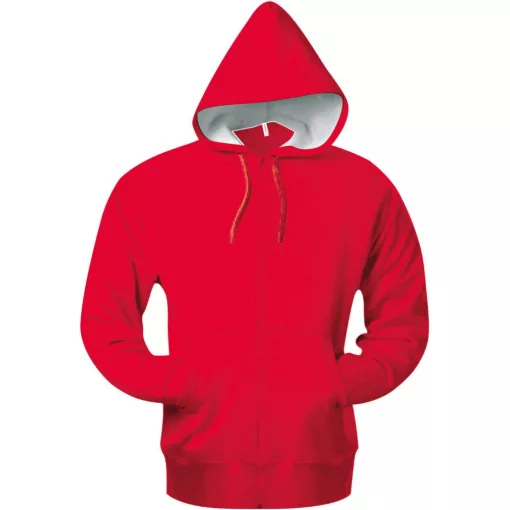Uniszex kapucnis pulóver Kariban KA444 Full Zip Hooded Sweatshirt -XS, Red