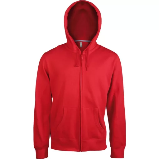 Uniszex kapucnis pulóver Kariban KA454 Men S Full Zip Hooded Sweatshirt -L, Red