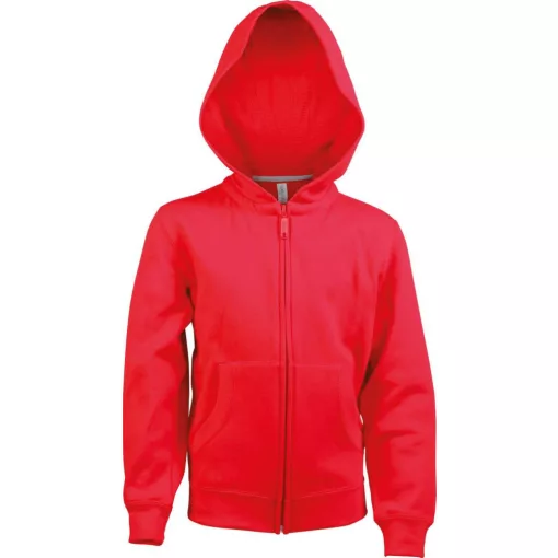 Gyerek kapucnis pulóver Kariban KA455 Kids Full Zip Hooded Sweatshirt -10/12, Red
