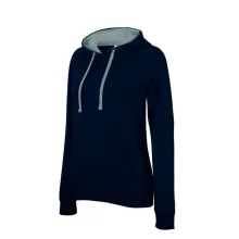 Női kapucnis pulóver Kariban KA465 Ladies’ Contrast Hooded Sweatshirt -S, Navy/Red