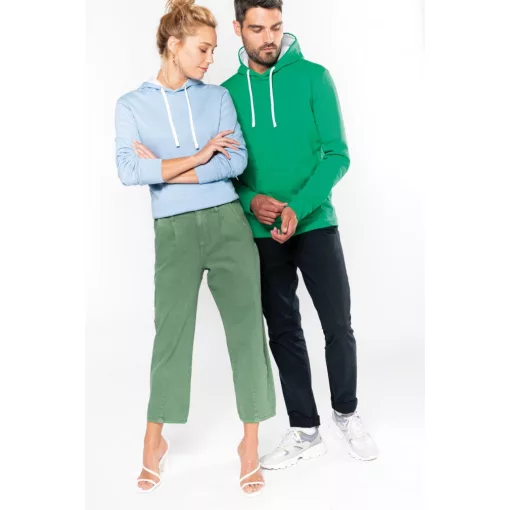 Női kapucnis pulóver Kariban KA465 Ladies’ Contrast Hooded Sweatshirt -S, Navy/Red