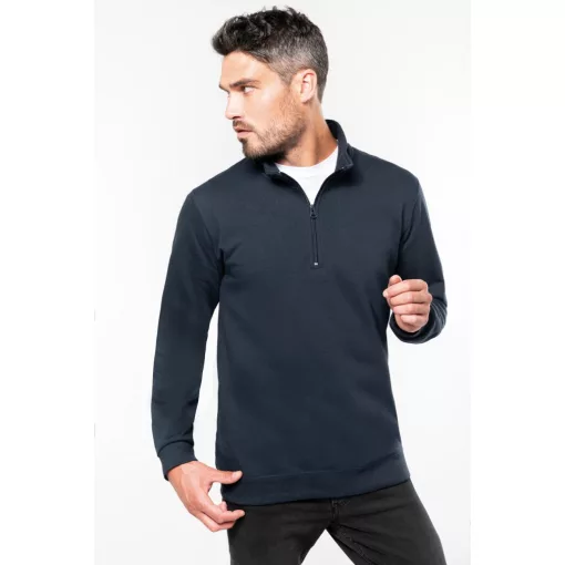 Férfi pulóver Kariban KA478 Zip neck Sweatshirt -2XL, Black