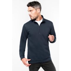 Férfi pulóver Kariban KA478 Zip neck Sweatshirt -S, Black
