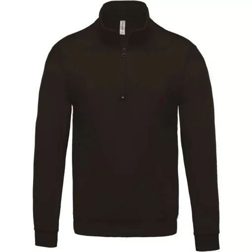 Férfi pulóver Kariban KA478 Zip neck Sweatshirt -L, Dark Grey