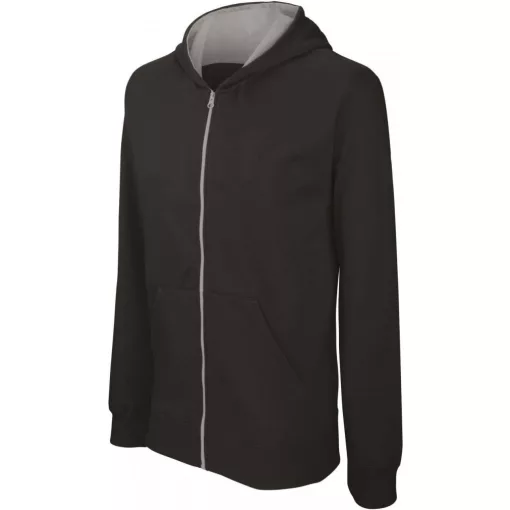 Gyerek kapucnis pulóver Kariban KA486 Kids Full Zip Hooded Sweatshirt -8/10, Black/Yel