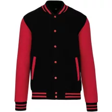 Uniszex pulóver Kariban KA497 Teddy Fleece Jacket -S, Black/Red