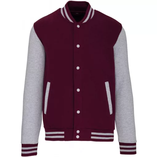 Uniszex pulóver Kariban KA497 Teddy Fleece Jacket -2XL, Wine/Oxford Grey