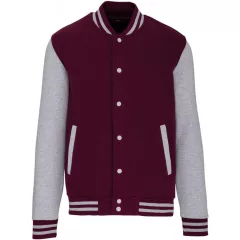   Uniszex pulóver Kariban KA497 Teddy Fleece Jacket -S, Wine/Oxford Grey