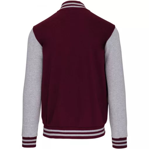 Uniszex pulóver Kariban KA497 Teddy Fleece Jacket -S, Wine/Oxford Grey