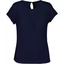 Női Kariban KA5002 Ladies Short-Sleeved Crepe Blouse -34, Deep Sea Blue