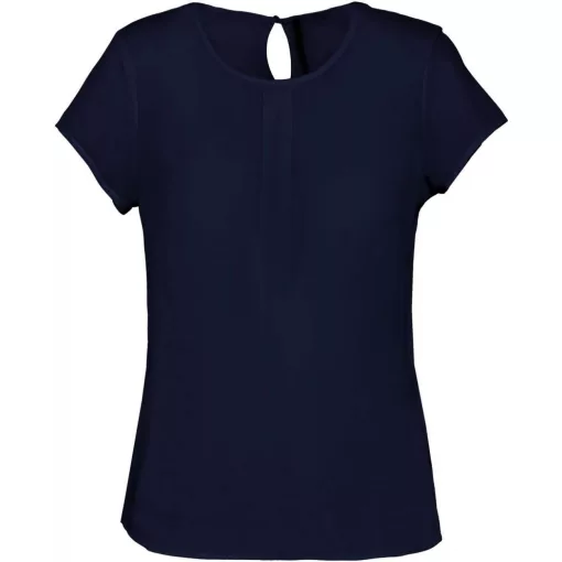 Női Kariban KA5002 Ladies Short-Sleeved Crepe Blouse -34, Deep Sea Blue