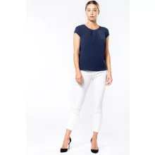 Női Kariban KA5002 Ladies Short-Sleeved Crepe Blouse -36, Off White