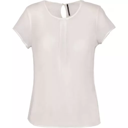 Női Kariban KA5002 Ladies Short-Sleeved Crepe Blouse -46, Off White