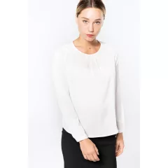 Női Kariban KA5003 Ladies Long-Sleeved Crepe Blouse -34, Deep Sea Blue