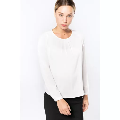 Női Kariban KA5003 Ladies Long-Sleeved Crepe Blouse -44, Deep Sea Blue