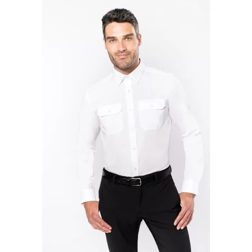 Férfi ing Kariban KA505 Men S Long-Sleeved pilot Shirt -S, White