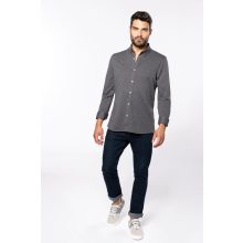 Férfi ing Kariban KA507 Long-Sleeved Jacquard Knit Shirt -XL, Jacquard Blue