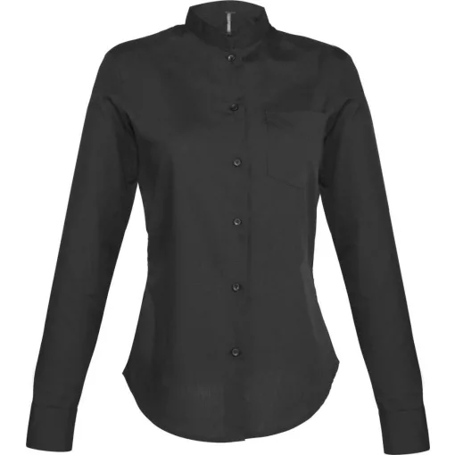 Női blúz Kariban KA514 Ladies Long-Sleeved Mandarin Collar Shirt -2XL, Black