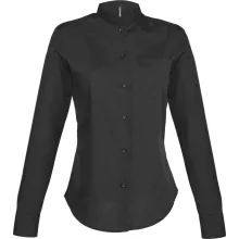Női blúz Kariban KA514 Ladies Long-Sleeved Mandarin Collar Shirt -S, Black