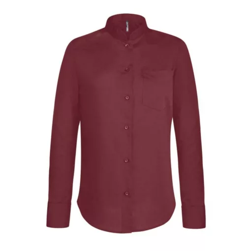 Női blúz Kariban KA514 Ladies Long-Sleeved Mandarin Collar Shirt -L, Wine