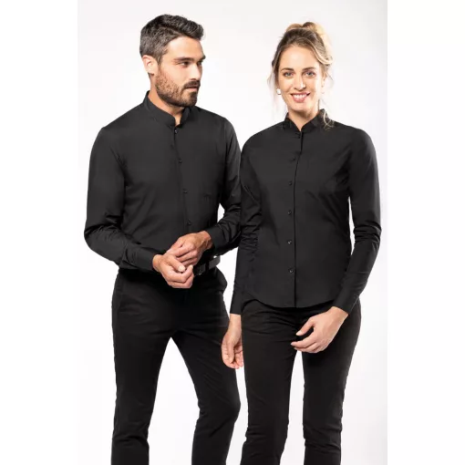 Férfi ing Kariban KA515 Men S Long-Sleeved Mandarin Collar Shirt -2XL, Black