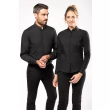 Férfi ing Kariban KA515 Men S Long-Sleeved Mandarin Collar Shirt -3XL, Black
