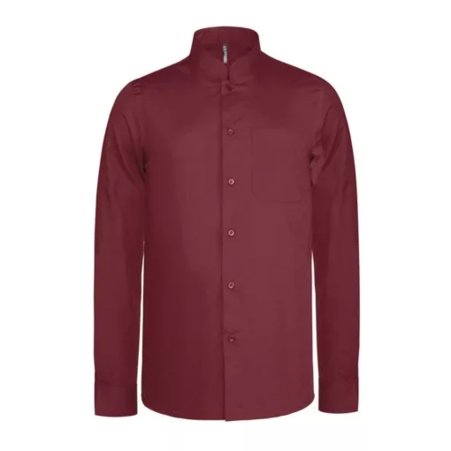 Férfi ing Kariban KA515 Men S Long-Sleeved Mandarin Collar Shirt -L, Wine