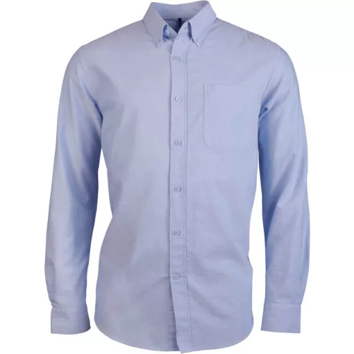 Férfi ing Kariban KA516 Long-Sleeved Washed Oxford Cotton Shirt -M, Oxford Blue