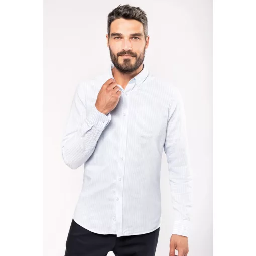 Férfi ing Kariban KA516 Long-Sleeved Washed Oxford Cotton Shirt -M, White