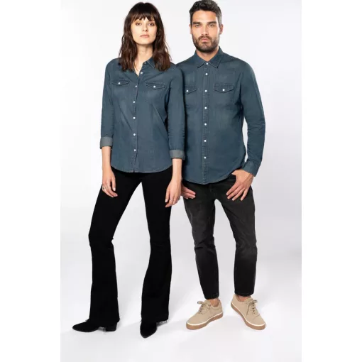 Férfi ing Kariban KA519 Men S Long-Sleeved Denim Shirt -2XL, Blue Jean