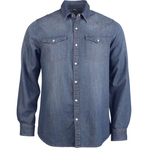 Férfi ing Kariban KA519 Men S Long-Sleeved Denim Shirt -M, Blue Jean