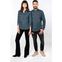 Férfi ing Kariban KA519 Men S Long-Sleeved Denim Shirt -S, Blue Jean