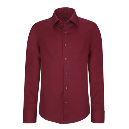 Férfi ing Kariban KA529 Long-Sleeved Cotton/Elastane Shirt -S, Wine