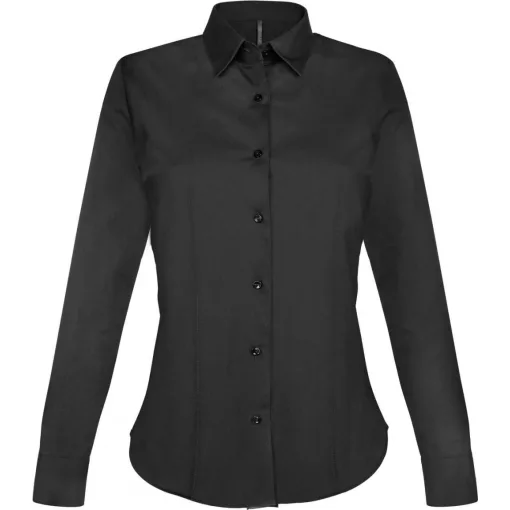 Női blúz Kariban KA530 Ladies Long-Sleeved Stretch Shirt -S, Black