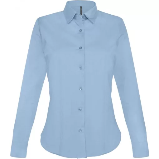 Női blúz Kariban KA530 Ladies Long-Sleeved Stretch Shirt -S, Light Blue