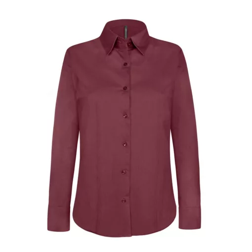 Női blúz Kariban KA530 Ladies Long-Sleeved Stretch Shirt -S, Wine