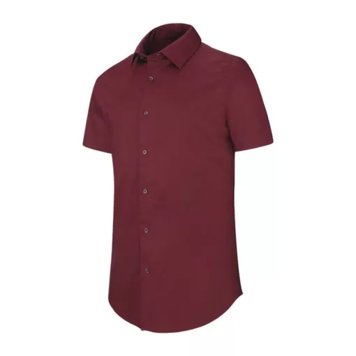 Férfi ing Kariban KA531 Short-Sleeved Cotton/Elastane Shirt -3XL, Wine