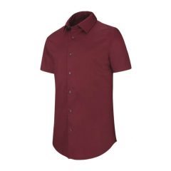   Férfi ing Kariban KA531 Short-Sleeved Cotton/Elastane Shirt -XL, Wine