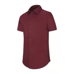   Férfi ing Kariban KA531 Short-Sleeved Cotton/Elastane Shirt -XL, Wine