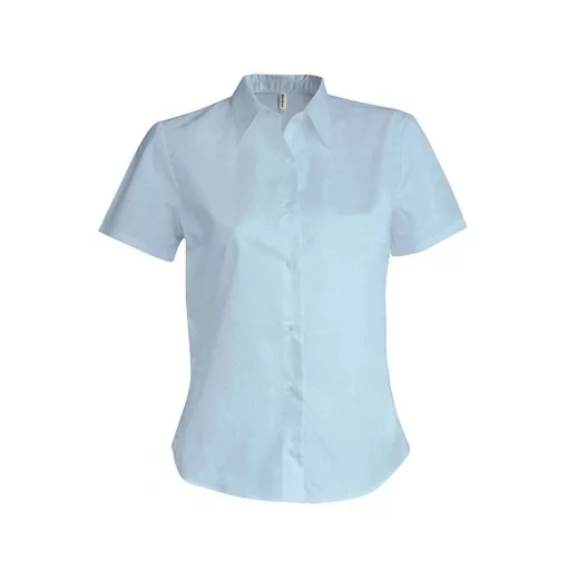 Női blúz Kariban KA532 Ladies Short-Sleeved Cotton/Elastane Shirt -S, Light Blue