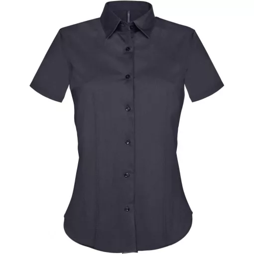 Női blúz Kariban KA532 Ladies Short-Sleeved Cotton/Elastane Shirt -S, Navy