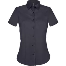Női blúz Kariban KA532 Ladies Short-Sleeved Cotton/Elastane Shirt -XL, Navy