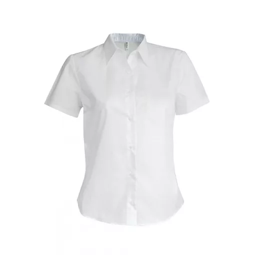 Női blúz Kariban KA532 Ladies Short-Sleeved Cotton/Elastane Shirt -XL, White