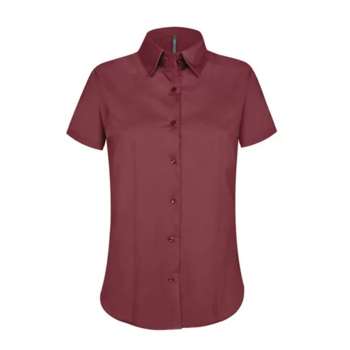 Női blúz Kariban KA532 Ladies Short-Sleeved Cotton/Elastane Shirt -2XL, Wine