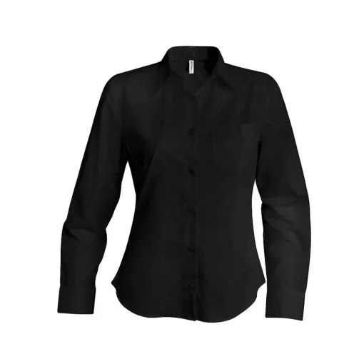 Női blúz Kariban KA542 Ladies Long-Sleeved Cotton poplin Shirt -L, Black