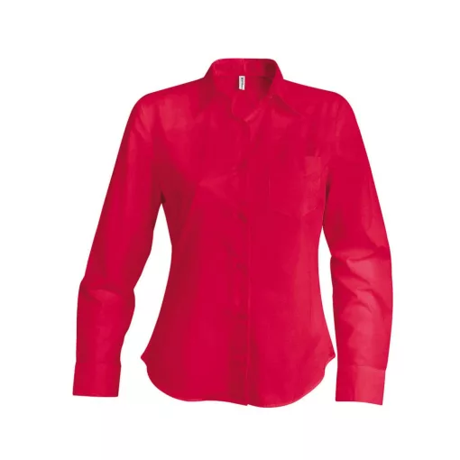 Női blúz Kariban KA542 Ladies Long-Sleeved Cotton poplin Shirt -XL, Classic Red